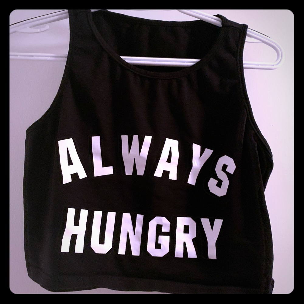 Black “Always Hungry” crop top
